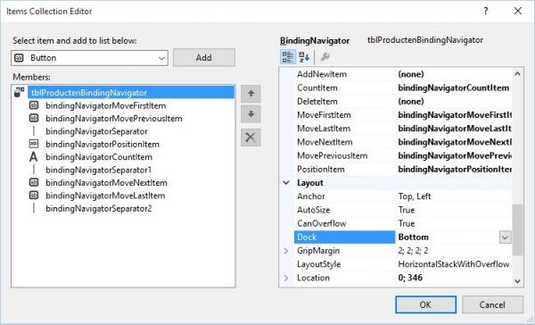 Настройка bindingnavigator в visual studio